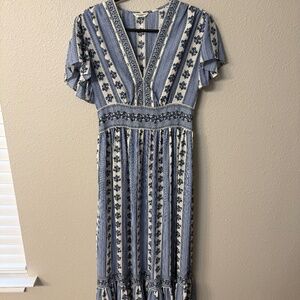 Floral and striped maxi dress